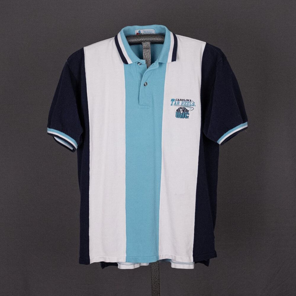 Vintage 80s 90s UNC Carolina Tar Heels Men's Polo Shirt LARGE Midwest Embroidery